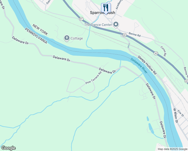 map of restaurants, bars, coffee shops, grocery stores, and more near 101 Pine Terrace Road in Matamoras