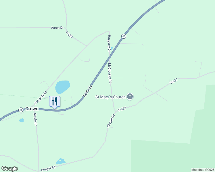 map of restaurants, bars, coffee shops, grocery stores, and more near 1-309 McCloskey Road in Leeper