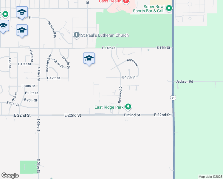 map of restaurants, bars, coffee shops, grocery stores, and more near 1406 East 19th Street in Atlantic