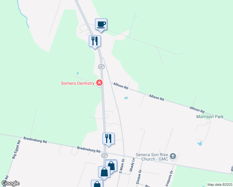 map of restaurants, bars, coffee shops, grocery stores, and more near 125 Allison Road in Seneca