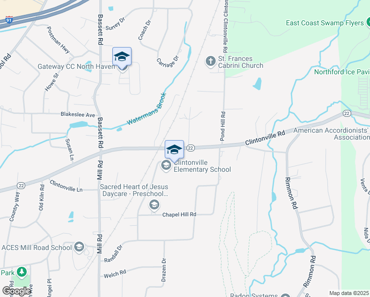 map of restaurants, bars, coffee shops, grocery stores, and more near 456 Clintonville Road in North Haven
