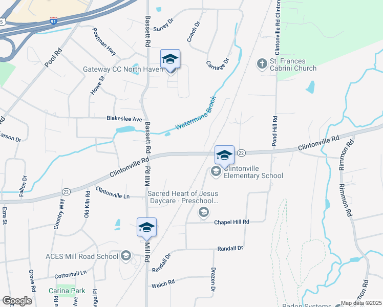 map of restaurants, bars, coffee shops, grocery stores, and more near 401 Clintonville Road in North Haven