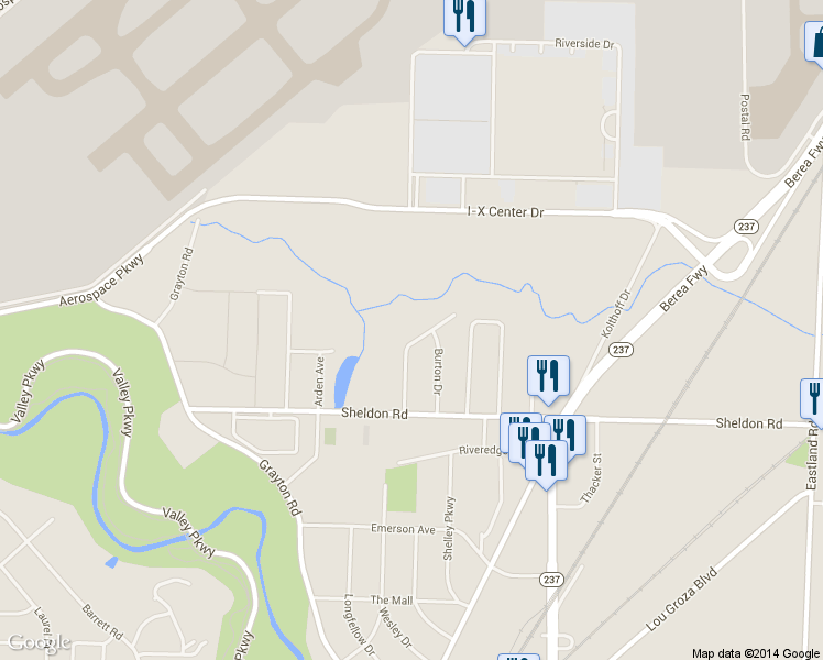 map of restaurants, bars, coffee shops, grocery stores, and more near 6508 Christene Boulevard in Brook Park