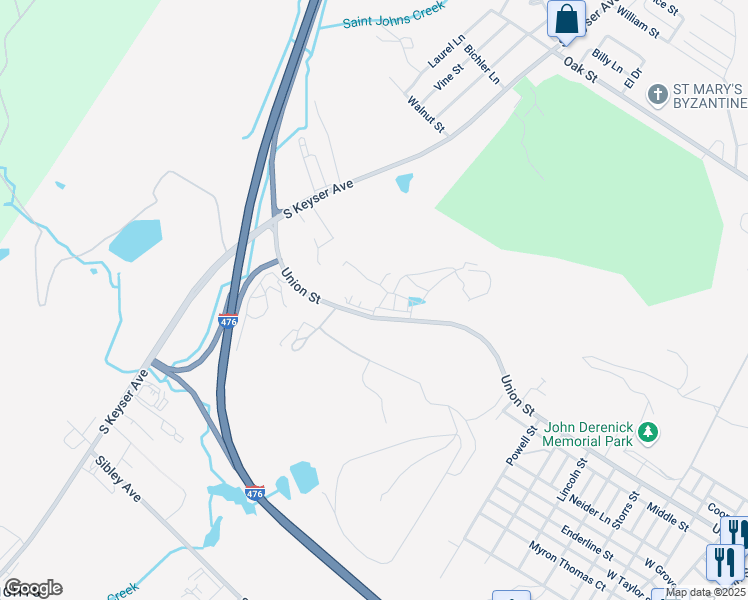 map of restaurants, bars, coffee shops, grocery stores, and more near 1000 Union Street in Taylor