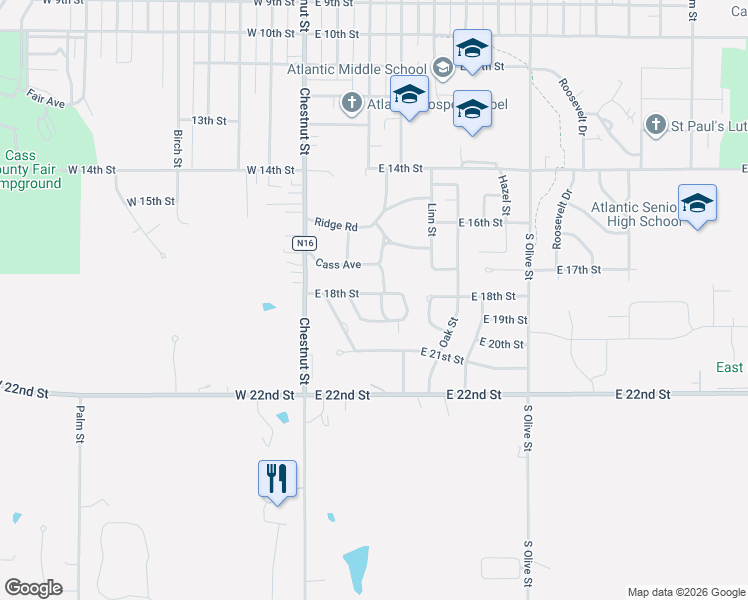 map of restaurants, bars, coffee shops, grocery stores, and more near 1801 Bryn Mawr Circle in Atlantic