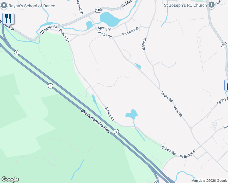 map of restaurants, bars, coffee shops, grocery stores, and more near 23 North Main Street in Chester