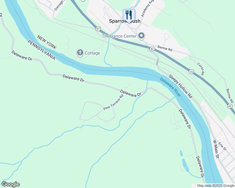 map of restaurants, bars, coffee shops, grocery stores, and more near 101 Pine Terrace Road in Matamoras