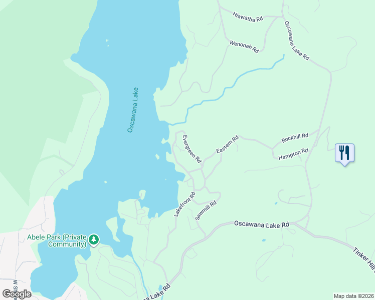map of restaurants, bars, coffee shops, grocery stores, and more near 21 Evergreen Road in Putnam County
