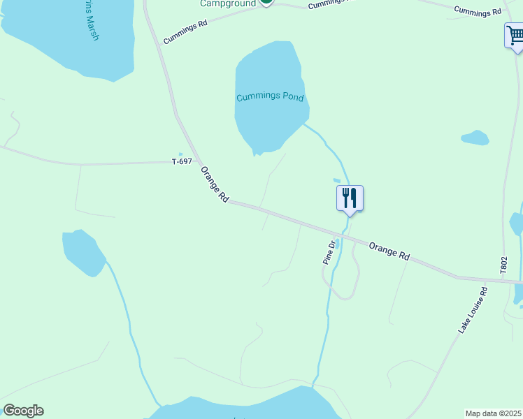 map of restaurants, bars, coffee shops, grocery stores, and more near Orange Road in Luzerne County