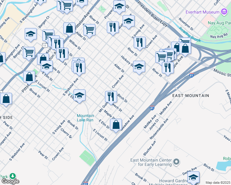 map of restaurants, bars, coffee shops, grocery stores, and more near 800 Mc Guinness Court in Scranton