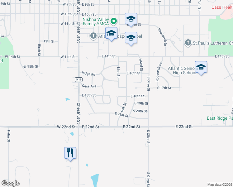 map of restaurants, bars, coffee shops, grocery stores, and more near 1823 Bryn Mawr Circle in Atlantic