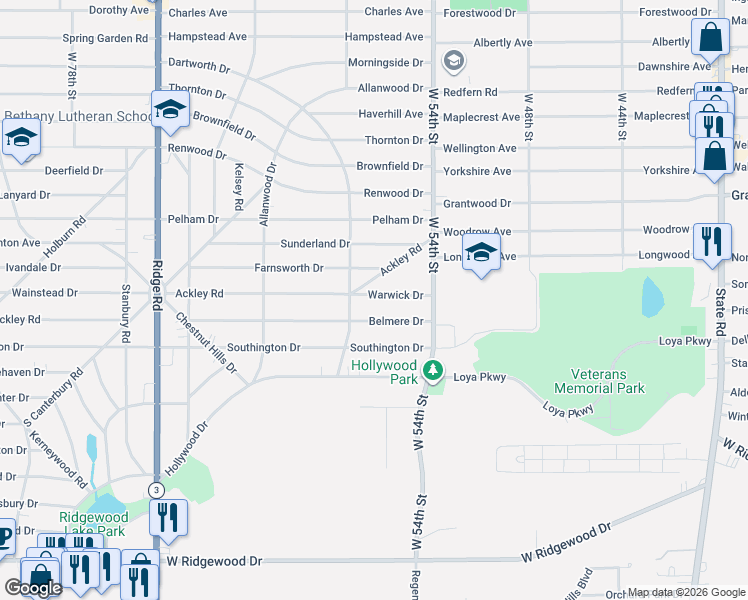 map of restaurants, bars, coffee shops, grocery stores, and more near 5814 Belmere Drive in Parma
