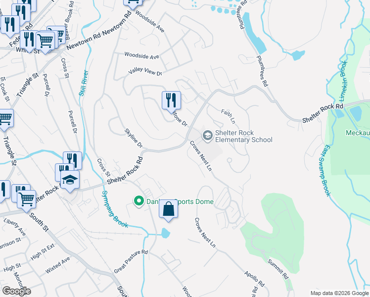 map of restaurants, bars, coffee shops, grocery stores, and more near 24 Tobins Court in Danbury