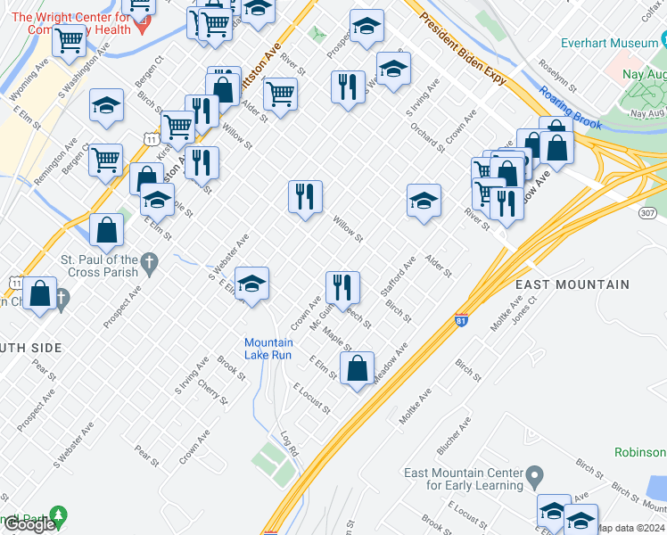 map of restaurants, bars, coffee shops, grocery stores, and more near 800-848 Mc Guinness Court in Scranton