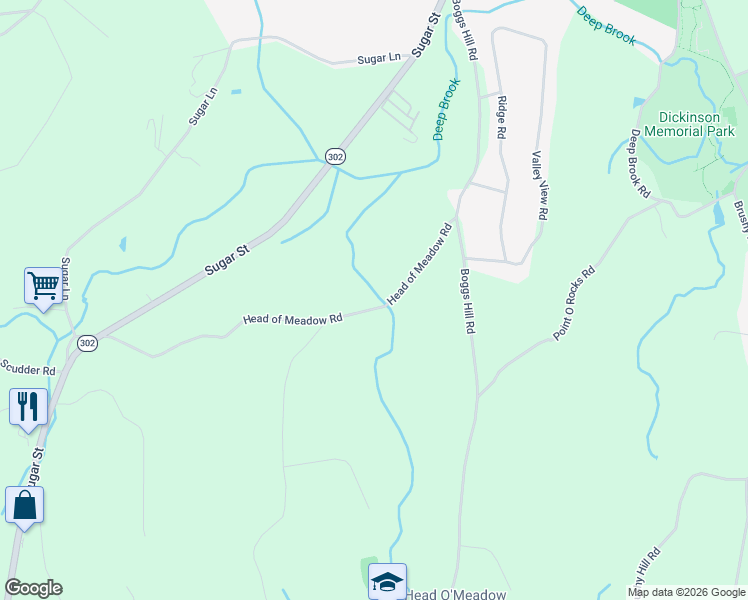 map of restaurants, bars, coffee shops, grocery stores, and more near 19 Head of Meadow Road in Newtown