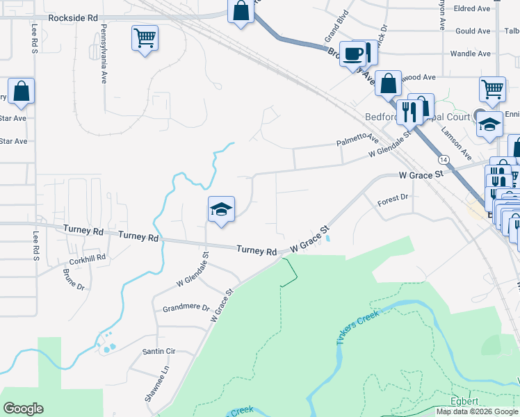 map of restaurants, bars, coffee shops, grocery stores, and more near 290 West Glendale Street in Bedford