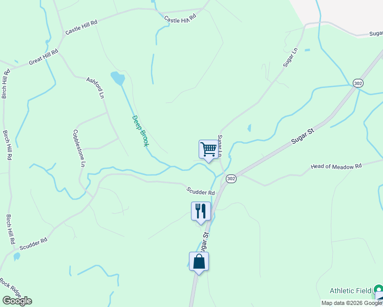 map of restaurants, bars, coffee shops, grocery stores, and more near 92 Head of Meadow Road in Newtown
