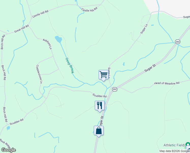 map of restaurants, bars, coffee shops, grocery stores, and more near 92 Head of Meadow Road in Newtown