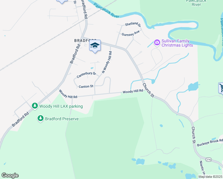 map of restaurants, bars, coffee shops, grocery stores, and more near 5 Fields View Road in Westerly