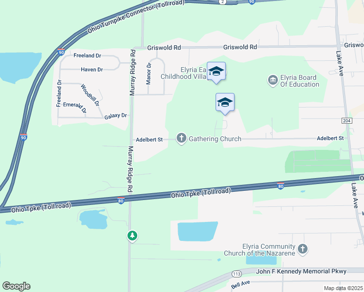 map of restaurants, bars, coffee shops, grocery stores, and more near 42515 Adelbert Street in Elyria