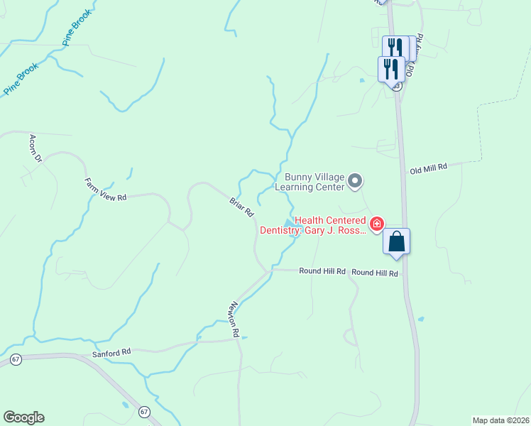 map of restaurants, bars, coffee shops, grocery stores, and more near 18 Briar Road in Bethany