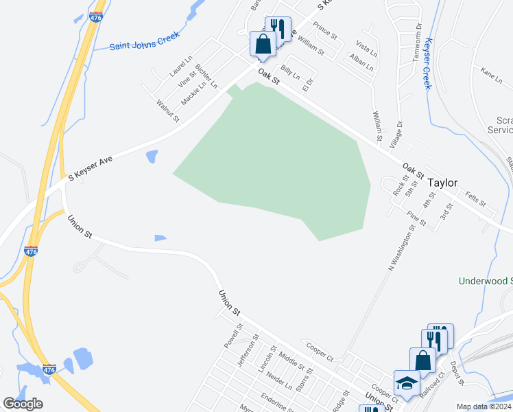 map of restaurants, bars, coffee shops, grocery stores, and more near in Taylor