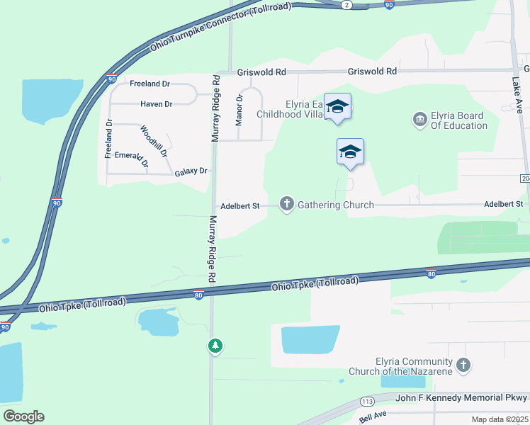 map of restaurants, bars, coffee shops, grocery stores, and more near 42515 Adelbert Street in Elyria