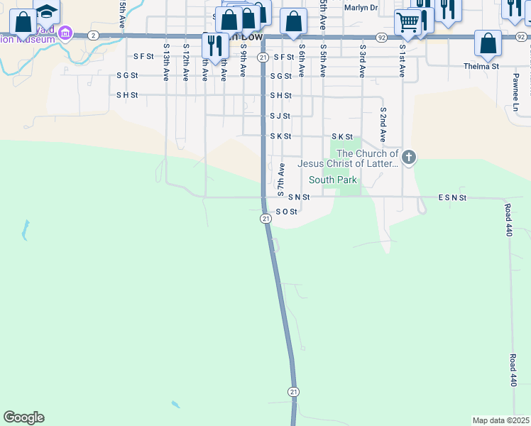 map of restaurants, bars, coffee shops, grocery stores, and more near 728 S O St in Broken Bow