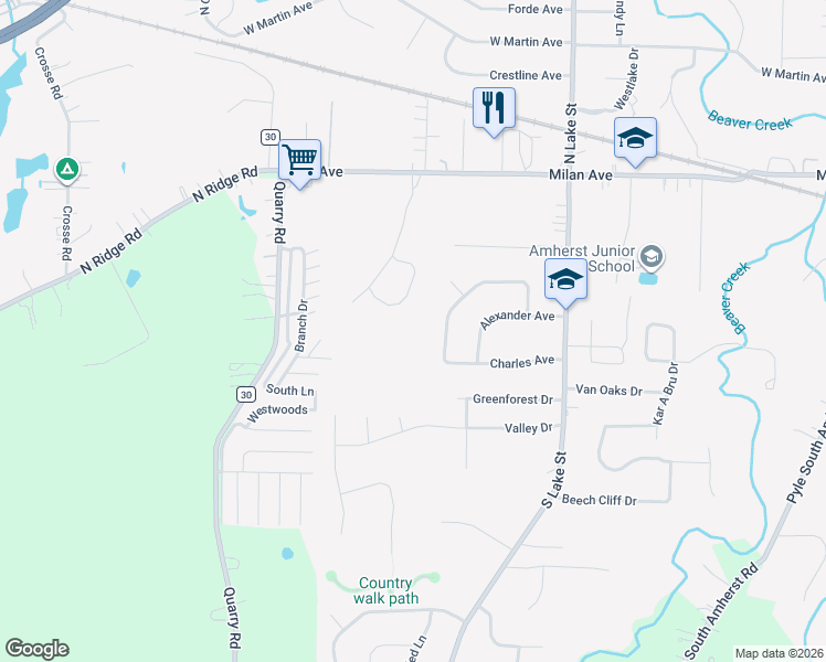map of restaurants, bars, coffee shops, grocery stores, and more near 360 Charles Avenue in Amherst