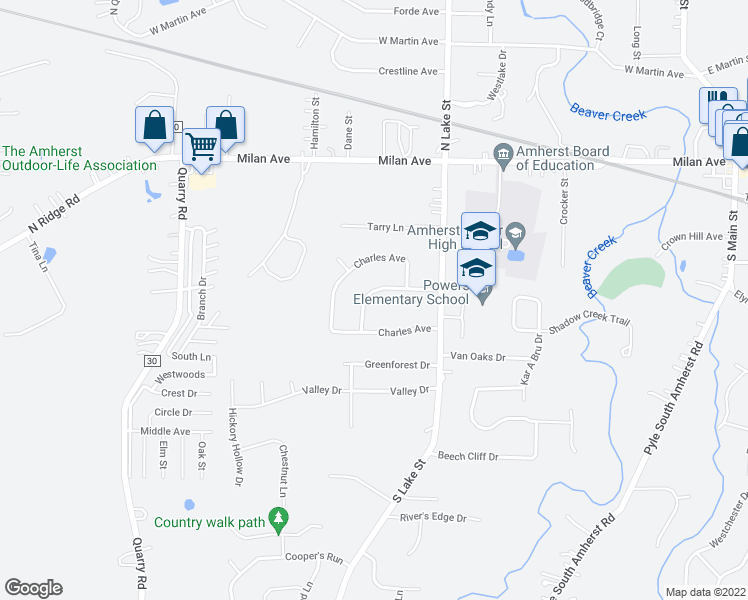 map of restaurants, bars, coffee shops, grocery stores, and more near 162 Alexander Avenue in Amherst