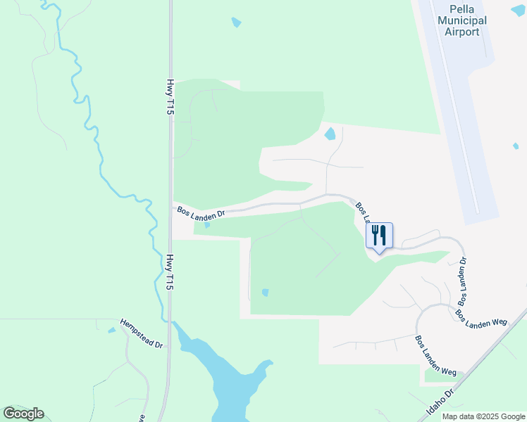 map of restaurants, bars, coffee shops, grocery stores, and more near 2643 Bos Landen Drive in Pella