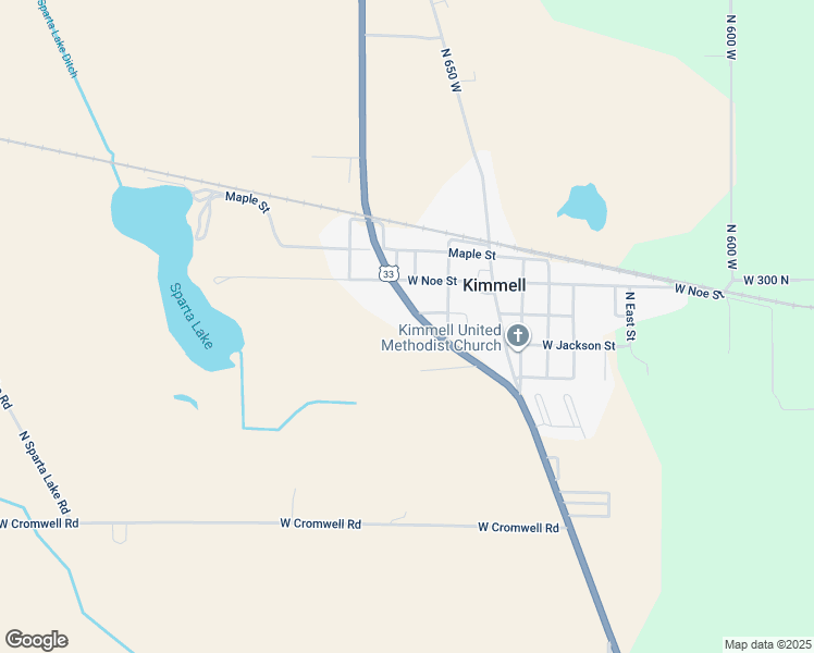 map of restaurants, bars, coffee shops, grocery stores, and more near 2895 U.S. 33 in Kimmell