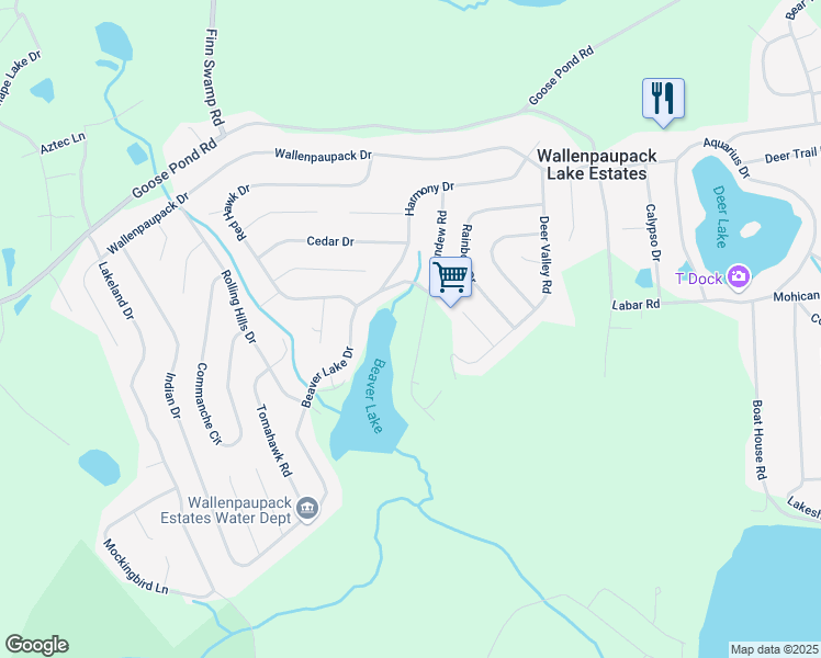 map of restaurants, bars, coffee shops, grocery stores, and more near 1152 Beaver Lake Drive in Lake Ariel