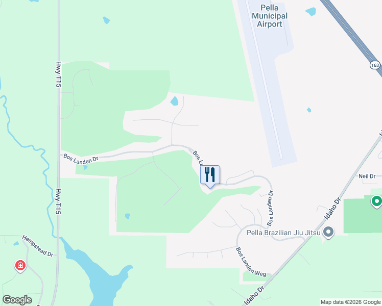 map of restaurants, bars, coffee shops, grocery stores, and more near 886 Highway T15 in Pella