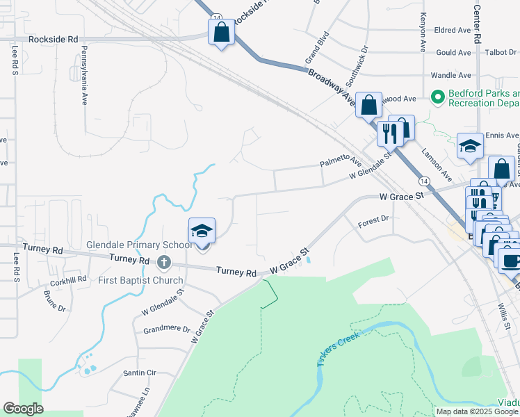 map of restaurants, bars, coffee shops, grocery stores, and more near 227 Deborah Lane in Bedford
