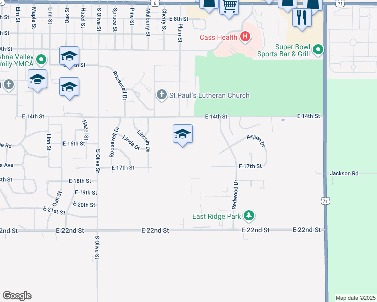 map of restaurants, bars, coffee shops, grocery stores, and more near 1201 East 14th Street in Atlantic