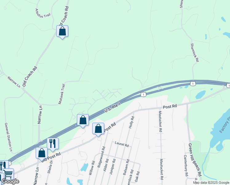 map of restaurants, bars, coffee shops, grocery stores, and more near 19A Castlerock Drive in Charlestown