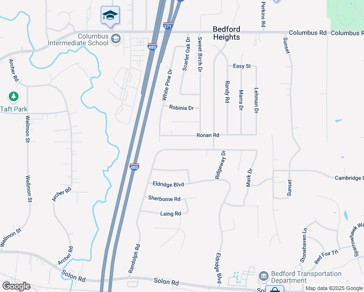 map of restaurants, bars, coffee shops, grocery stores, and more near 24525 Randolph Road in Bedford Heights