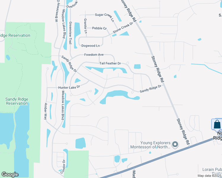 map of restaurants, bars, coffee shops, grocery stores, and more near 37181 Sandy Ridge Drive in North Ridgeville