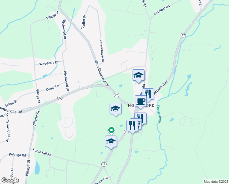 map of restaurants, bars, coffee shops, grocery stores, and more near 222 Clintonville Road in Northford