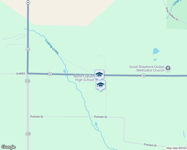 map of restaurants, bars, coffee shops, grocery stores, and more near 10518 Pennsylvania 36 in Tionesta