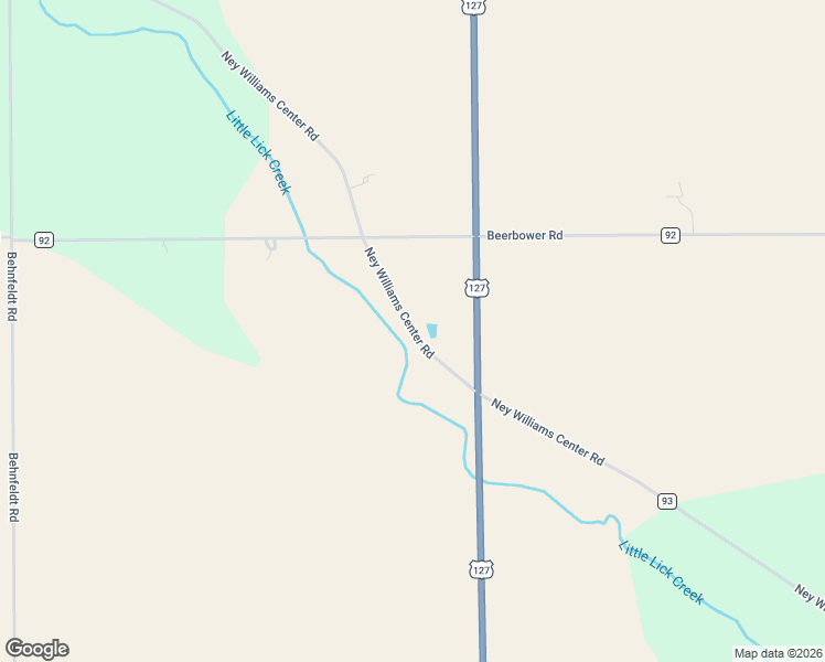 map of restaurants, bars, coffee shops, grocery stores, and more near 3143 Ney Williams Center Road in Ney