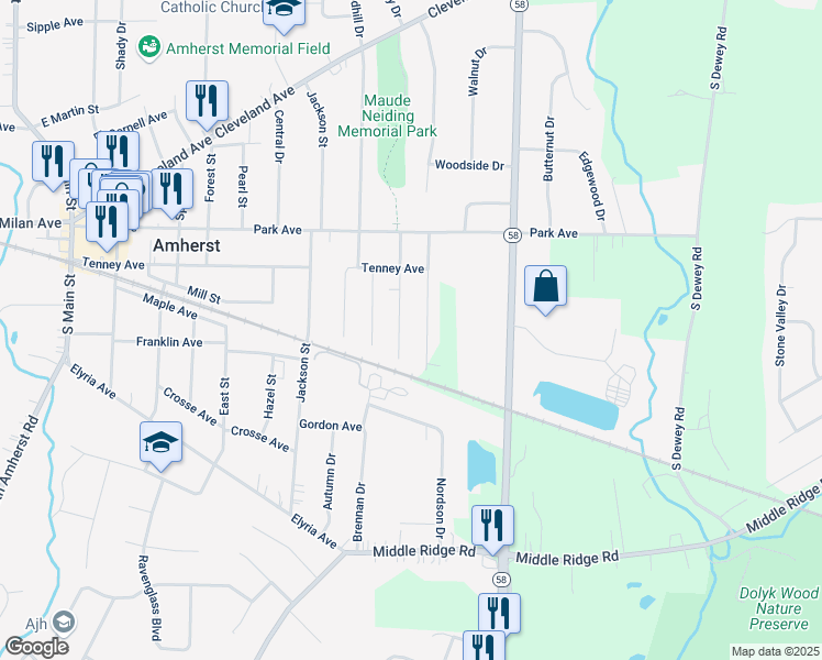 map of restaurants, bars, coffee shops, grocery stores, and more near 359 Taylor Avenue in Amherst