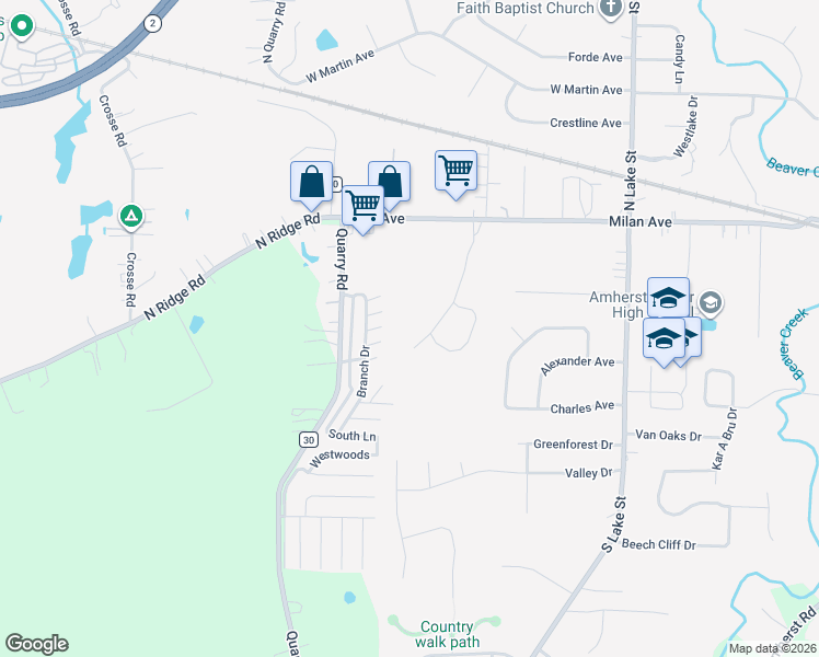 map of restaurants, bars, coffee shops, grocery stores, and more near 193 Westwoods in Amherst