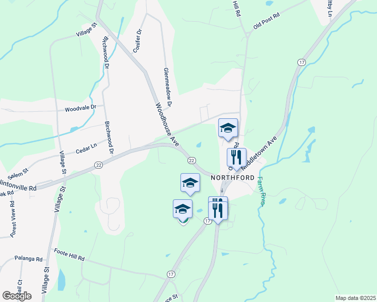 map of restaurants, bars, coffee shops, grocery stores, and more near 222 Clintonville Road in Northford