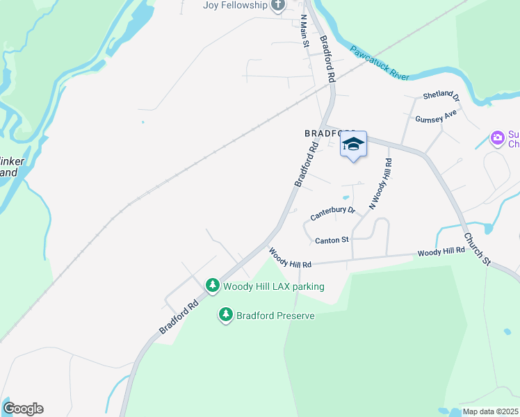 map of restaurants, bars, coffee shops, grocery stores, and more near 290 Bradford Road in Westerly