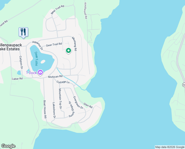 map of restaurants, bars, coffee shops, grocery stores, and more near 2 Knollwood Road in Lake Ariel