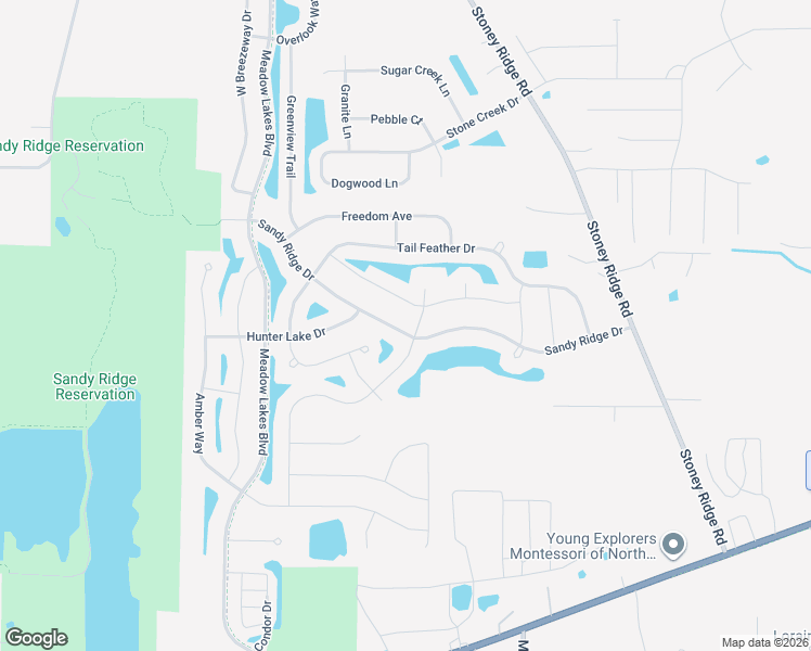 map of restaurants, bars, coffee shops, grocery stores, and more near 37280 Sandy Ridge Drive in North Ridgeville