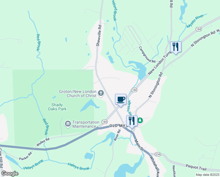 map of restaurants, bars, coffee shops, grocery stores, and more near 166 Shewville Road in Groton