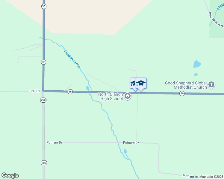 map of restaurants, bars, coffee shops, grocery stores, and more near 10520-10962 Highway 36 in Tionesta